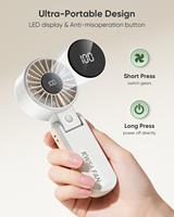 Ventilateur portable électrique KW56, 8 m/s, 5 vitesses, moteur sans balais, fonctionnement silencieux, 4000 mAh, rechargeable par USB