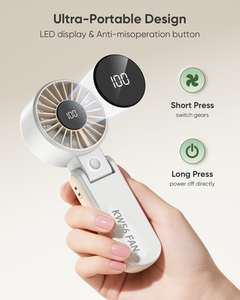 Ventilateur portable électrique KW56, 8 m/s, 5 vitesses, moteur sans balais, fonctionnement silencieux, 4000 mAh, rechargeable par USB - Product Image 5