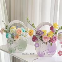 Panier à fleurs portable simple, boîte en papier florale, boîte cadeau pour bouquet floral, sac simple pour arrangement floral pour fleuriste