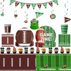 Articles de fête d'anniversaire pour enfants sur le thème du football américain (rugby) en gros : assiettes en papier, serviettes, nappes - Product Image 3