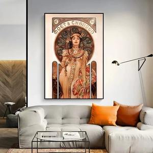 Fantuart Mucha famosa illustrazione arte stampa tela Still Life Art Deco moderna cornice in oro decorazione appesa per anniversario - Product Image 1