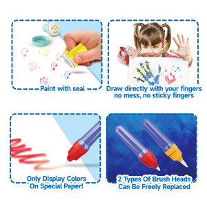 Grosir Gambar Kertas air uniseks kuas lukisan ajaib gambar grafis coretan edukasi bermain plastik mainan stempel bulat anak-anak - Product Image 4