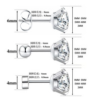 Boucles d'oreilles plates de haute qualité pour femmes et hommes, pour oreilles sensibles, en acier inoxydable 316, géométriques, avec zircon cubique, pour cartilage