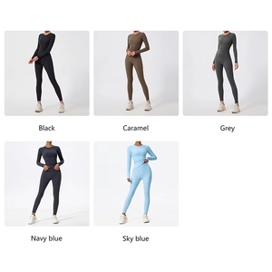 Ropa Deportiva de Manga Larga para Mujer, Conjunto Deportivo Personalizado, Ropa Deportiva Femenina, Conjunto de Yoga de Cintura Alta - Product Image 5