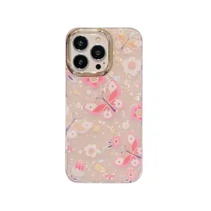 Shockproof IMD Artistic Flower Phone Cover For iPhone 12 Mini 12 Pro Max Outer Protective Case For Smartphone