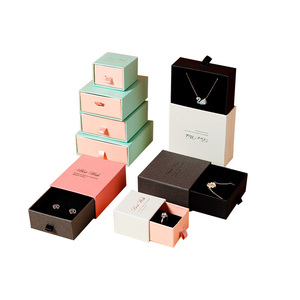 Wholesale Custom Logo Cardboard Drawer Jewelry Packaging <b>Box</b> Paper <b>Gift</b> <b>Box</b> for Ring Necklace <b>Earrings</b> Bracelet - Product Image 2