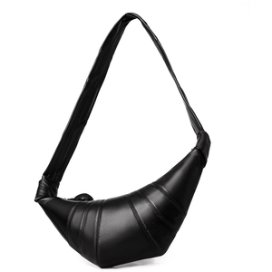 Sac bandoulière plissé en PU noir style streetwear, forme croissant, prix <span class=keywords><strong>de</strong></span> gros - Product Image 2