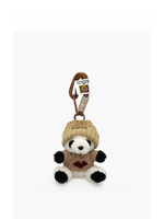 Porte-clés en peluche Panda noir esthétique, Panda Kawaii avec bonnet et tenue cœur d'amour, breloque de sac tendance pour la décoration des filles