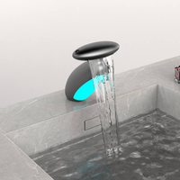 Robinet de lavabo moderne de luxe en laiton avec capteur tactile sans contact pour salle de bain, robinet de lavabo gris canon avec LED, robinet de toilette