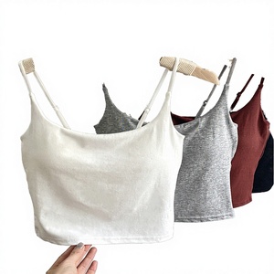 Women's Sweet Vintage Short Padded Backless Camisole Bra O-Neck Viscose Dobby Fabric Fixed Cups Spring/Summer Outerwear - Product Image 4