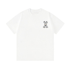 T-shirt Unisex in Cotone con Collo Tondo, Ricamo Cartoon Double F Puppy, Minimalista, Streetwear a Maniche Corte - Product Image 5