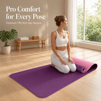 Tapis de yoga TPE personnalisé avec logo, 6 mm, bicolore, tapis d'exercice professionnel, ensemble de 5 pièces, de l'usine MJD, certifié SGS
