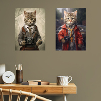 Drop Shipping Fashion Living Room Wall Art Circus Journalist Cats at Work Metal Print Customize Magnet Mounted Metal Poster