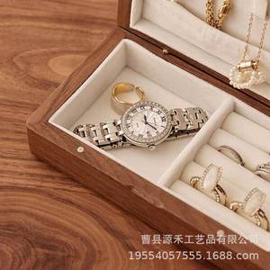 Wooden jewelry <b>box</b>, jewelry display <b>box</b>, necklace, <b>earring</b>, ring, portable jewelry packaging <b>box</b>, solid wood storage <b>box</b>, <b>gift</b> - Product Image 2