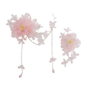 Nuevo Estilo Primavera 2026: Tocado Hanfu de Seda Rosa Claro Hecho a Mano con Borla y Flor Perforada, Accesorio para el Cabello - Product Image 5