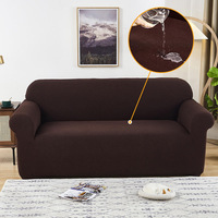 Housse de canapé en polyester/spandex résistante à l'eau, imprimée unie, sensation de luxe léger, haut de gamme, élastique, entièrement couvrante, anti-poussière, sur mesure