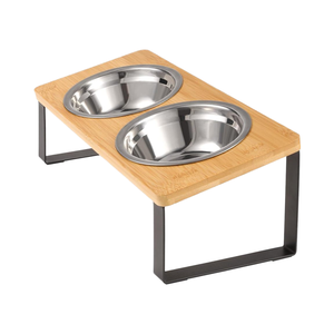 15 ° eğimli yükseltilmiş kedi maması kabı kaymaz paslanmaz çelik kedi besleme yemekleri ahşap <span class=keywords><strong>stand</strong></span>ı çevre dostu anti-kusma' - Product Image 6