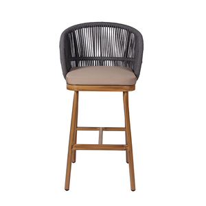 <span class=keywords><strong>Chaise</strong></span> de <span class=keywords><strong>bar</strong></span> en osier moderne pour l'extérieur avec dossier haut et repose-pieds en aluminium de <span class=keywords><strong>75</strong></span> <span class=keywords><strong>cm</strong></span> de haut, idéale pour les patios, les jardins et les balcons - Product Image 3