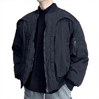 Blouson Bomber Homme LEDUO Hiver Blanc Noir Décontracté Coupe Ample Col Montant Poches Cargo Fermeture Éclair Imperméable