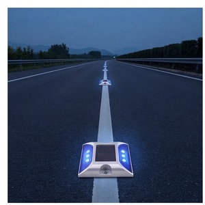 Delineateur de circulation réfléchissant antidérapant à clignotement synchronisé, borne solaire routière en aluminium pour la sécurité des passages piétons - Product Image 3