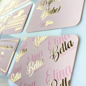 Tarjeta <span class=keywords><strong>de</strong></span> presentación personalizada con laminación mate rosa, logotipo en relieve con lámina dorada, impresión por estampado en caliente, tarjeta <span class=keywords><strong>de</strong></span> agradecimiento para pequeñas empresas - Product Image 1