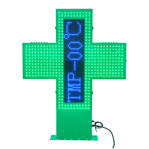 Pantalla LED P10 de Doble Cara Impermeable para Exteriores, Letrero Giratorio Azul de 80 cm, Pantalla Cruzada para Farmacias, Uso en Tiendas Médicas - Product Image 1