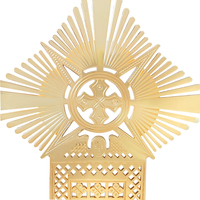 Croix Processionale Orthodoxe Catholique Grecque Éthiopienne Russe en Métal Doré de Grande Taille – Crucifix Religieux