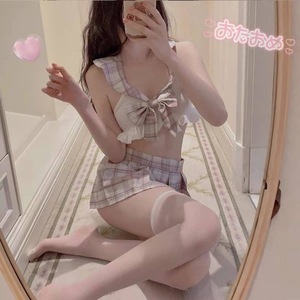 Ensemble de lingerie et de jeu de rôle JK pour fille grande taille de 200 livres, jupe mini uniforme scolaire, mignon et adorable - Product Image 2