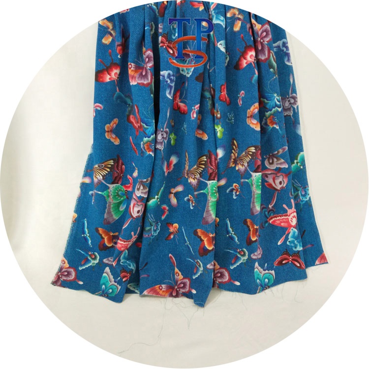 40 мм синяя бабочка цифровая печать 95% шелк 5% эластичная пружина Тяжелая крепированная ткань