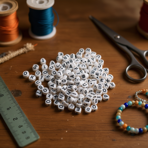 Cuentas Ilan con Letras 4mm Blanco Negro 17g para Manualidades - Product Image 2