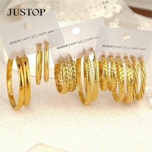 Aros de moda OEM/OEM, impermeables, de acero inoxidable, chapados en oro, hipoalergénicos, proveedor de joyería de moda, aretes grandes para mujer - Product Image 3