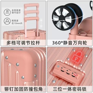 Women's Trolley Suitcase 20 24 26 Inch Silent Universal Wheel Zipper Lock Solid Color Leisure Travel Spring 2024 - Product Image 2
