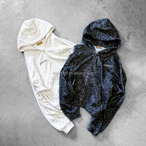 Sweat-shirts à capuche personnalisés en coton 100% 420 g/m² imprimé léopard, coupe ample, avec fermeture éclair, en molleton bouclette, pour fabricants - Product Image 3