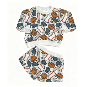 Ensembles de vêtements pour filles tendance, deux pièces, sweat-shirts à manches longues, shorts en molleton français, imprimés western, tenues pour bébés garçons - Product Image 2