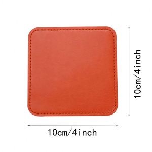 Posavasos de Cuero PU Grabados, Resistentes al Calor, en Forma Redonda con Costuras - Product Image 6