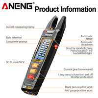 ANENG PN129 Clamp Meter Bentuk-U Pintar 4000 Counts Multimeter AC/DC 600V Arus DC CAT III 600V Tegangan Arus Resistansi NCV