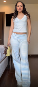 2026 Y2K Women Clothing Summer <strong>Sets</strong> Cotton <strong>Knit</strong> Strips Women 2 Pieces <strong>Set</strong> Crop Top Tank with Flare Pants Loungewear Women <strong>Sets</strong> - Product Image 2