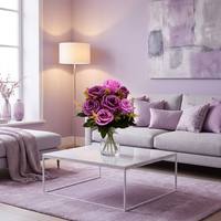 Bouquet de roses en soie lilas au toucher réel, fleurs artificielles élégantes de couleur violette pour centre de table de mariage, décoration de table à domicile, arrangement floral