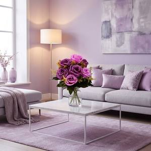 Ramo de Rosas de Seda Lila de Tacto Real, Elegantes Flores Artificiales de Color Morado para Centros de Mesa de Boda, Decoración de Mesa para el Hogar, Arreglos Florales - Product Image 3