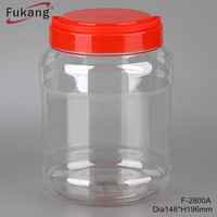 Pot plastique rond pour stockage de poudre, large contenant rond et droit de 2700ml pour nourriture en pet, transparent, de haute qualité