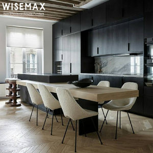 WISEMAX mobilya fransız tarzı tasarım ev mobilyası ahşap çerçeve yumuşak koltuk yuvarlak siyah sandıklı tabure sandalye daire otel için - Product Image 6