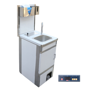 Lavabo Portatile in Acciaio Inox con Rubinetto, Serbatoio Acqua Calda, Interruttore a Pedale ELEC, Lavandino Mobile per Esterni - Product Image 1
