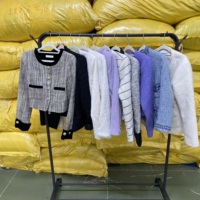 Vestes en tweed d'occasion chics et élégantes, manteaux bouclés pour femmes, qualité export, vente en gros de seconde main
