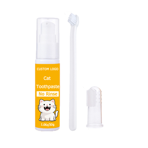 Kit pasta gigi kucing Oem, dengan sikat gigi & silikon jari perawatan gigi aman untuk kucing, napas segar & gigi bersih - Product Image 3