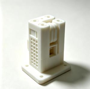 Servicio de Impresión 3D Personalizado: Componente Conector de Plástico Blanco para Prototipado Rápido con Orificios Cilíndricos Dobles y Base de Montaje - Product Image 6