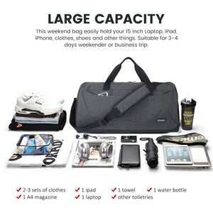 Free Sample Large <b>Men</b> Waterproof <b>Travel</b> Sports Garment Weekender Overnight Rolling Gym Duffle <b>Bag</b> Custom With Logo - Product Image 5