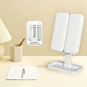 Height Adjustable LED <b>Vanity</b> <b>Mirror</b> Tri Fold Makeup <b>Mirror</b> with Multi Angle 3 Color <b>Lights</b> - Product Image 4