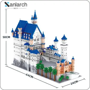 世界知名建筑DIY 3D模型钻石玩具砖迷你天鹅石头城堡积木儿童礼品