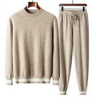 Ensemble pull en cachemire pour homme, col rond, sweat-shirt, nouvelle collection automne-hiver 2026, ensemble décontracté sport chaud en laine, pull et pantalon en cachemire