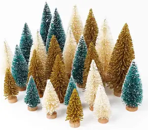 Мини Рождественская елка украшение для стола рождественские товары 2021 искусственные мини Рождественские елки сизаль мини снег матовые елки